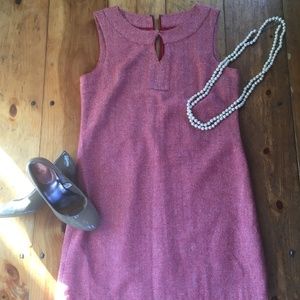 Jackie O style tweed!  Soft red mod sheath dress.